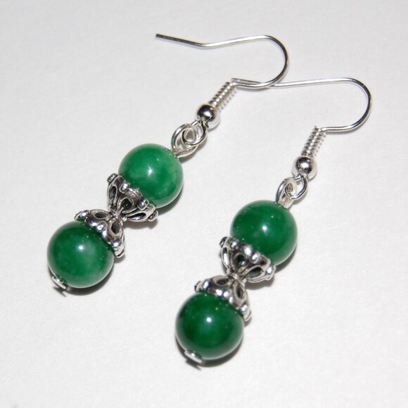 Jade Earrings,Colorful Earrings, Handmade Earrings,Jade Beaded Earrings - Picture 1 of 2